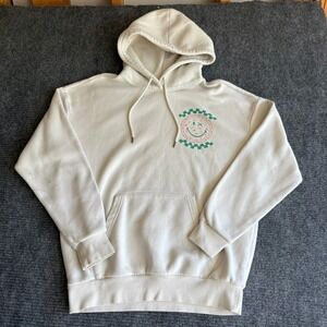 Smiley World Mens Pizza Hot N Fresh Graphic Hoodie Off White Cream Size M